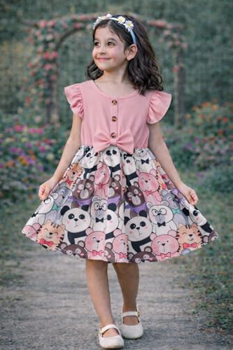 Image of Buy & Try Lycra Panda Printed Girls Frock Dress| Short Sleeve Frock for Kids.