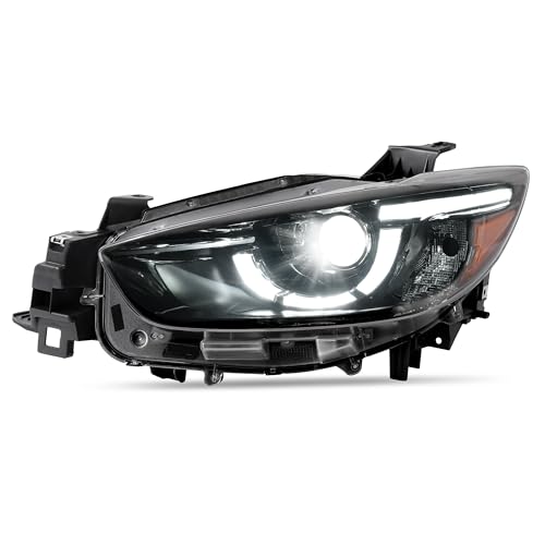 HECASA Left LED Headlight Compatible with 2013-2016 Mazda CX-5 With AFS Adaptive Front Lighting System Headlamp W/AFS DRL Day Running Light Clear Lens Black Housing Replacement for KA0G51040C