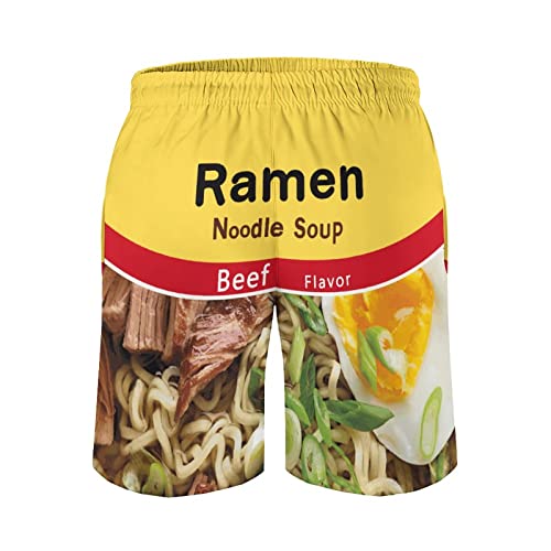 Novelty Swim Trunks for Men, Ramen Noddle Soup Print Funny Quick Dry Board Shorts Swimwear Beach Short Bathing Suits3