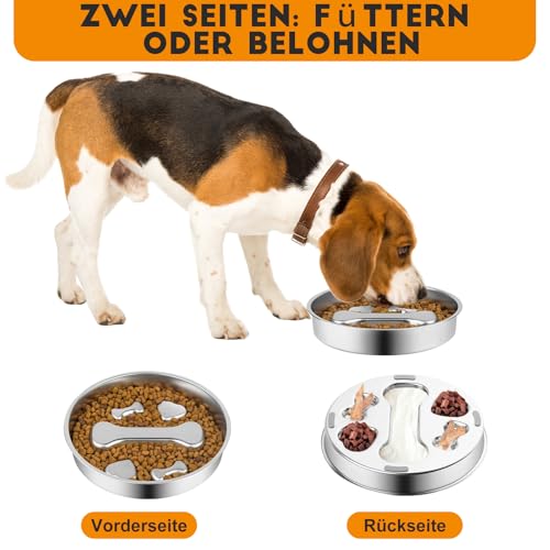 Antischlingnapf Hunde Edelstahl - Anti Schling Napf Hund Ø22cm Slow Feeder aus 304 Edelstahl, Metall Schlecknapf für Schnelle Esser, Spülmaschinengeeignet & Langlebig, für mittelgroße Hunde