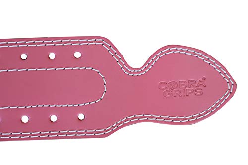 Weight Power Lifting Belt 4” Wide Cobra Grips Best Premium Genuine Leather Belt for Men & Women Adjustable Weightlifting Back Support (Pink, X-Small 23"-31") - Thumbnail 5