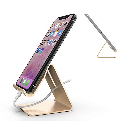 Mr. Spades Cell Phone Stand, Cradle, Dock, Holder, Stand for Switch, All Android Smartphone, iPhone 7 6 6s 8 X Plus 5 5s 5c Charging - Gold
