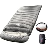 Fengzel Outdoor 二人用寝袋 封筒型 220*130cm ダウン率93% 1000-4000g高級羽毛充填 足が出せる 全開可能 最低使用温度-40℃ 3シーズン対応 キャンプ カップル 親子用 極限耐寒 シュラフ (グレー, 4000gダックダウン詰め（極限耐寒用）)
