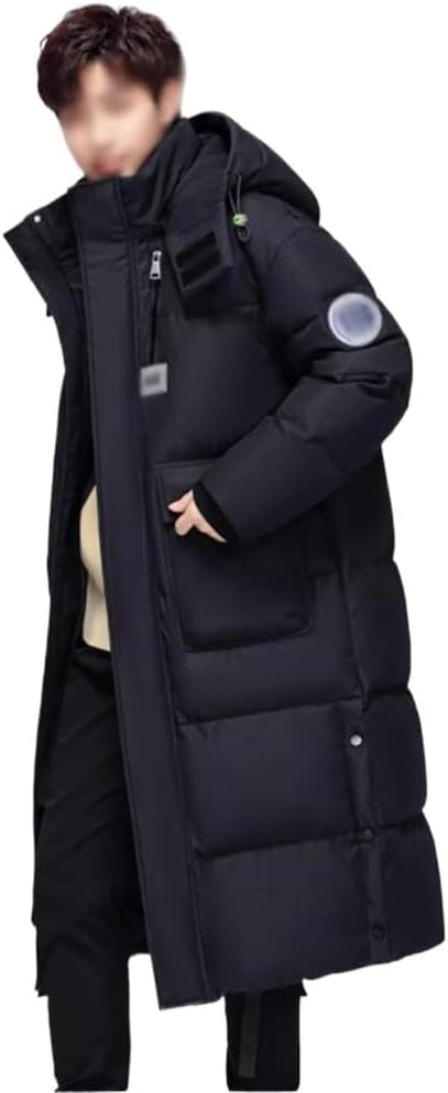 VIDI Men's Down Jacket Over The Knee Long Autumn And Winter Hat Fashion And Thick Warm Casual Coat