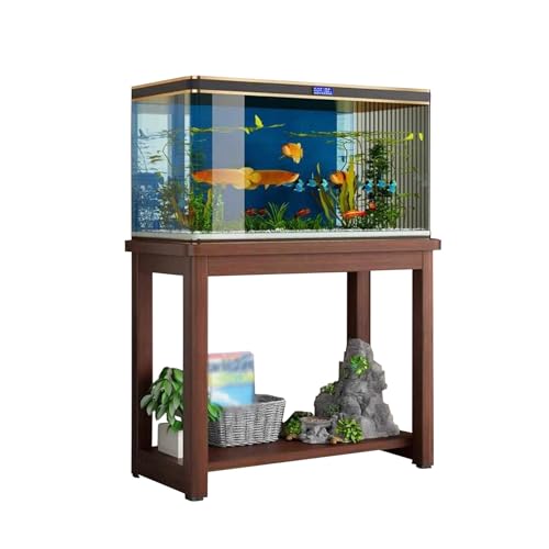 Supporto per Pesci in Legno di Quercia a 2 Livelli per rettili e Tartarughe, espositore per vetrine Resistente, Versatile scaffale per riporre Animali Acquatici ed esotici.