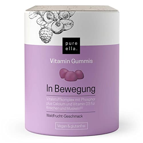 Pure Ella Vitamin-Gummis IN BEWEGUNG - Fruchtgummi-Nahrungsergänzung für Knochen und Muskeln - mit Calcium, Vitamin D3 und Phosphor - vegan und glutenfrei - Monatspackung, 1 x 60 Stück Cover
