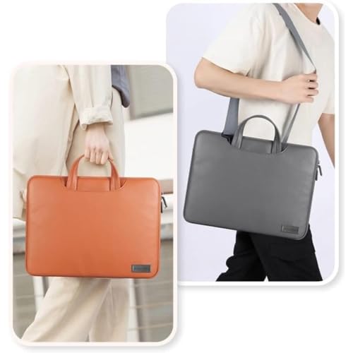 Image of TechTrendz Laptop Messenger Bag, Portable Carrying Bag for 15 inch Laptops Anti-Scratch Notebook PU Leather Sleeve Bag - Black