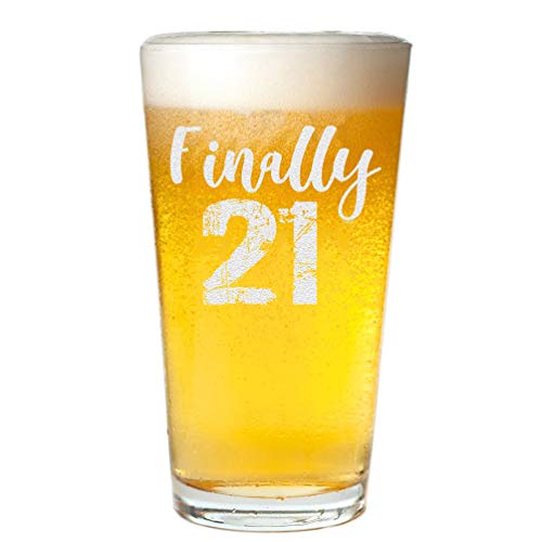 Veracco Finally 21 Years Twenty Fist Pint Beer Glass 21st Birthday Gift For Him Her (Clear, Glass)