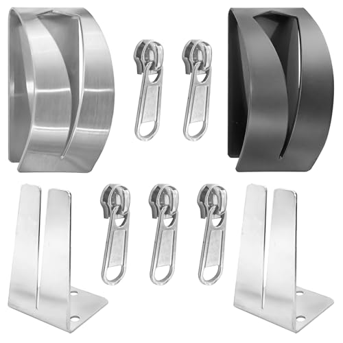 4Pcs Zipper Jig Tool, Stainless Steel Zipper Jig Pull Slider Helper Installing Tool with 5 Zippers Sliders for Pants, Dresses, Clothes