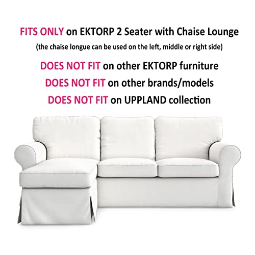 Ektorp Loveseat (2 Seat) With Chaise Lounge Cover Replacement Cutomoized For Ikea Ektorp Sectional 3 Seat Sectional Sofa Slipcover Replacement (Cotton-White) #TOP1