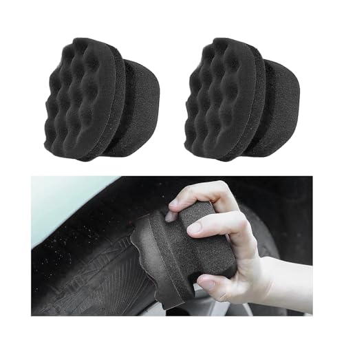 Wevdn 2 aplicadores de brillo de neumáticos, almohadilla de espuma de agarre hexagonal duradera y reutilizable, lavable de forma redonda, esponja de limpieza de neumáticos de coche, accesorios para