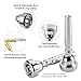 Kuylive 3 Pack Trumpet Mouthpiece (3C 5C 7C) with Lightweight Aluminum Practice Trumpet Mute Silencer Fit for Yamaha Bach Conn King Replacement Musical Instruments Accessories, Silver
