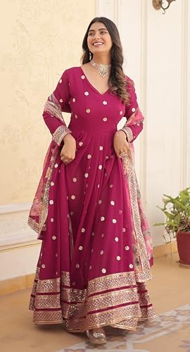 Image of Fashion Basket Georgette Embroidered Anarkali Kurta Set for Women
