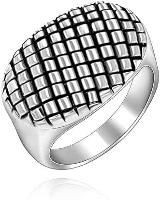 Uloveido Wide Stainless Steel Band Criss-Cross Signet Style Cool ...