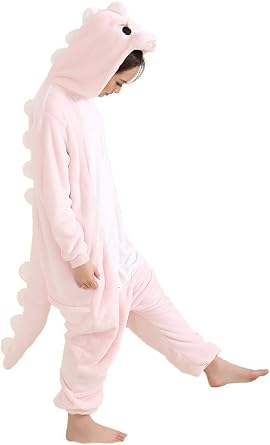 Adrinfly Adult Pink Dinosaur Plush Animal Cosplay Onesie Costume Pajamas