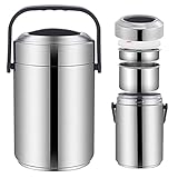 H&RB Essenträger Edelstahl Etagen Behälter Transportbehälter für Essen ideal als Lunchbox Speisenbehälter zum Warmhalten Wärmebehälter,2.6l