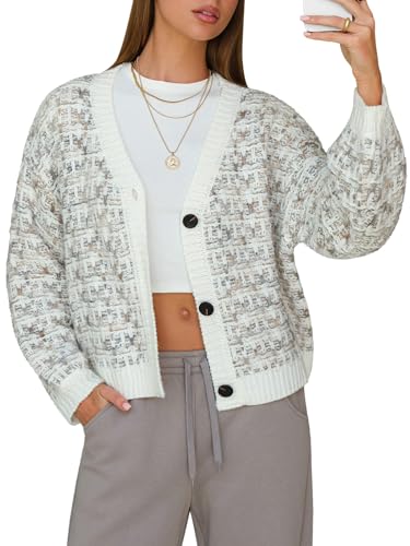 EXLURA Women's Chunky Knit Open Front Cardigan Sweaters Long Sleeve Tweed Sweater Jacket Fall Winter Outerwear Coats 2025