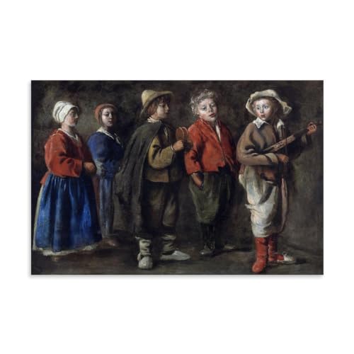 Lienzo decorativo de Los Jóvenes Músicos de Antoine Le Nain para salón, 16x24 pulgadas