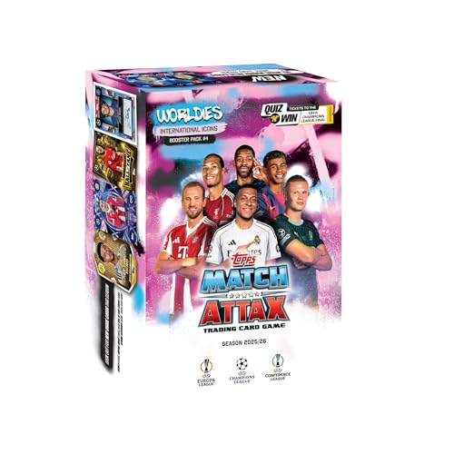 Image of Topps UEFA Champions League Match Attax 2025-26 Trading and Collectible Card Game (Booster Pack Worldies - International Icons)