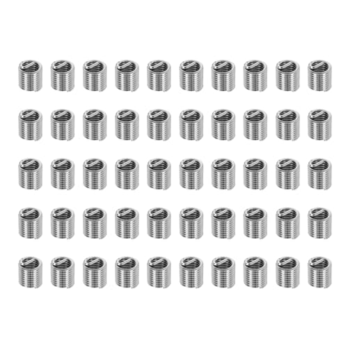 PATIKIL Wire Thread Inserts M6x1 Metric 2D 12mm, 50Pcs 304 Stainless Steel Helical Coiled Wire Screw Threaded Sleeve Sheath for Mechanical Equipment Automotive Repairs