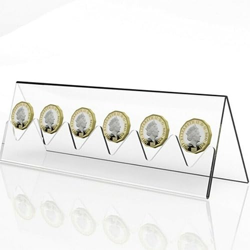 Base transparente para exhibir 6 monedas con ranuras miniatura 6