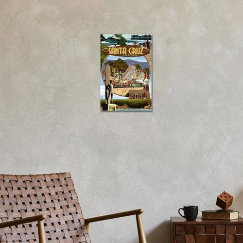 ART.COM Stretched Canvas Print Santa Cruz, California - Scenes Montage by Lantern Press, 16" x 24" by ART.COM - Used condition - Image 3