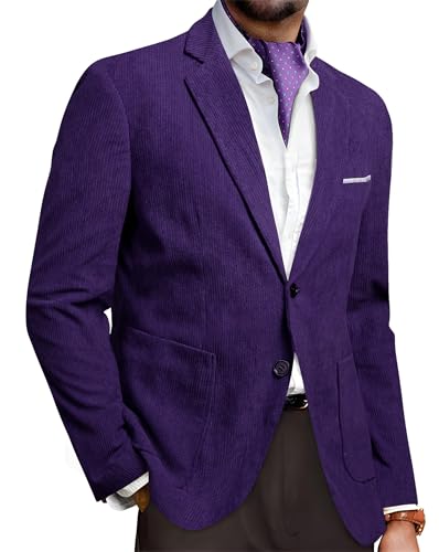 Image of Barry.Wang Men's Vintage Corduroy Blazer Jackets Business Casual Sport Coat | 2 Button,Notch Lapel,Patch Front Pockets,Regular Fit,Daily Wear,Office,Country Western Style,Church Gathering,Homecoming