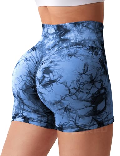 Image of YEOREO Women High Waist Workout Yoga Gym Smile Contour Seamless Cycling Shorts