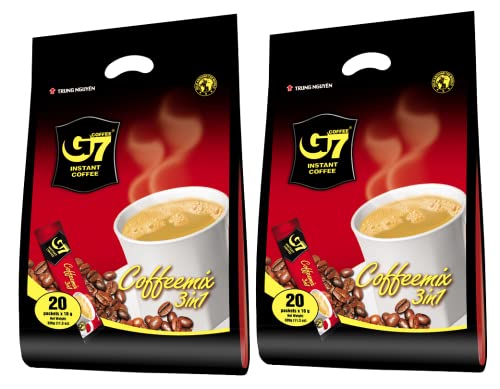 Image of Trung Nguyen - G7 3 in 1 Instant Coffee - Roasted Ground Coffee Blend w /Non-dairy Creamer and Sugar - Strong and Bold - Instant Vietnamese Coffee | 20 Packets (2 Bags in a Pack)