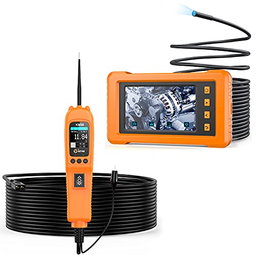 Kzyee Kz2000-5M Industrial Endoscope And Km50 Power Circuit Probe Kit, Automotive Circuit Tester With Ac Dc Current Resistance Fuel Injector Test #TOP8