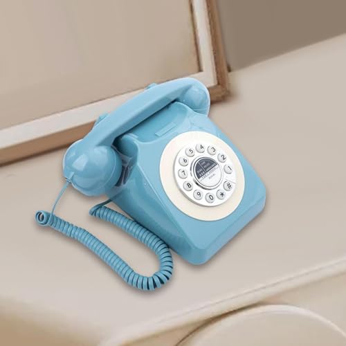 AsrMyjcx Telefone Fixo com Fio, Telefone Fixo com Discagem Rotativa, Presente, Tipo Retrô, Telefone