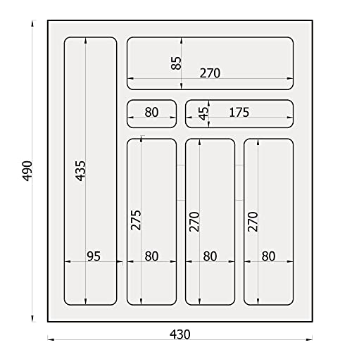 sossai® Divio Cutlery Tray for 50 cm Drawers, 43 x 49 cm (Width x Depth), Can Be Cut To Size, 7 Compartments - Image 4