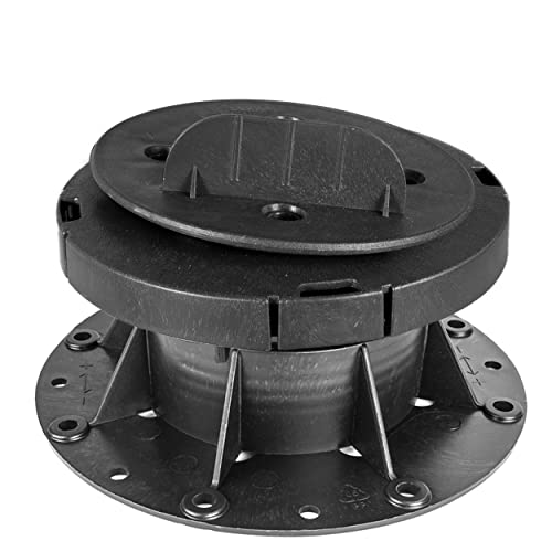 Gartenwelt Riegelsberger Palier de poutre réglable Basic avec compensation de pente jusqu'à 7 % - Palier de terrasse - Pied de réglage pour bois WPC - Aluminium - Hauteur réglable de 77 à 107 mm Cover