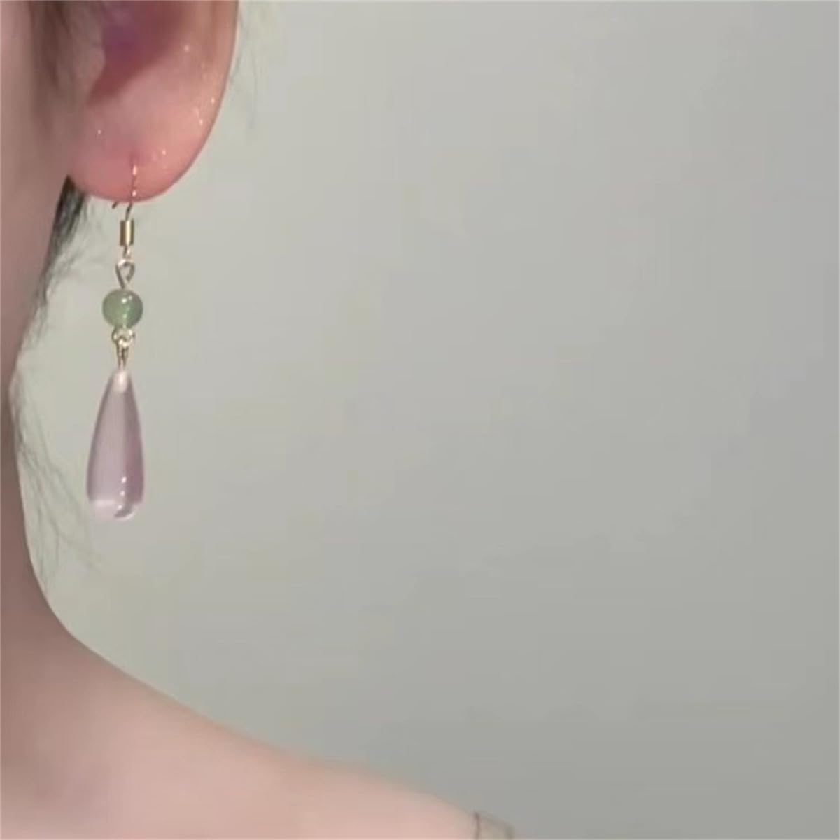 Vintage Pink Crystal Dangle Drop Earrings for Women Silver Plated Long Teardrop Dangling Earring Charms Drop Gemstone Fish Hook Stud Fashion Lovely Jewelry for Sister Daughter - Image 3