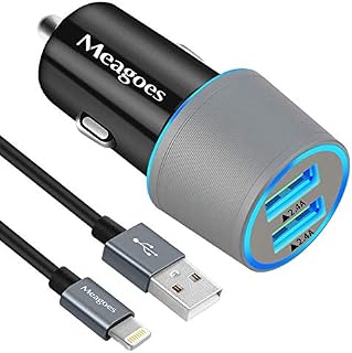 Meagoes Car Charger MFi Certified, 24W/4.8A Dual USB Ports Car Charging Adapter Compatible