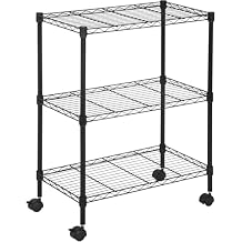 3-Tier Metal Wire Shelving Unit with Wheels, Heavy Duty Adjustable Storage Rack 450 lbs Capacity, Small Utility Organizer for Kitchen Pantry, Garage, Laundry Room, 23"W x 13"D x 31.3"H