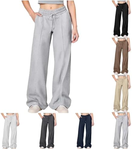Sweatpants for Girls Baggy Wide Leg Track Pants Cute Elastic Athletic Joggers Teen Fall Clothes with Pockets