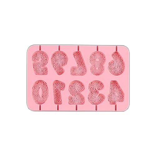 Newwyt Número 0-9 Cake Pop Candle Lollipop Juego de moldes de Silicona para Fiesta de cumpleaños Hacer Cajas de Regalo para niños Chocolate Cheese Stick