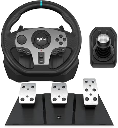 Steering Wheel for PC,Racing Wheel PXN V9 Driving Wheel 270/900 Degree Vibration Gaming Steering Wheel with Shifter and Pedal for PS4, PC, Xbox One, Xbox Series S/X,Switch,PS3