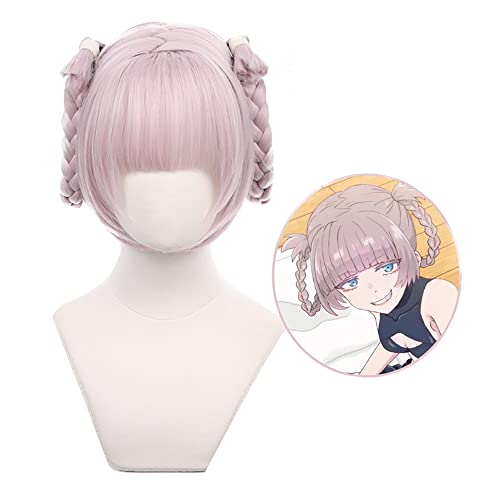 Perruque cosplay Nazuna Nanakusa violette courte double tresse pour jeu Call of the Night
