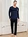 Marvmys Herren Schlafanzug Lang Winter Baumwolle Pyjama Lang Rundhals Schlafanzug Set Männer Nightwear Sets S-3XL