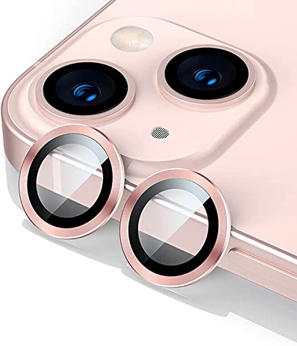 Image of CASEKOO Metallic Camera Ring Lens Protector with Glass Compatible for iPhone 13 / iPhone 13 Mini Pink (Pink)