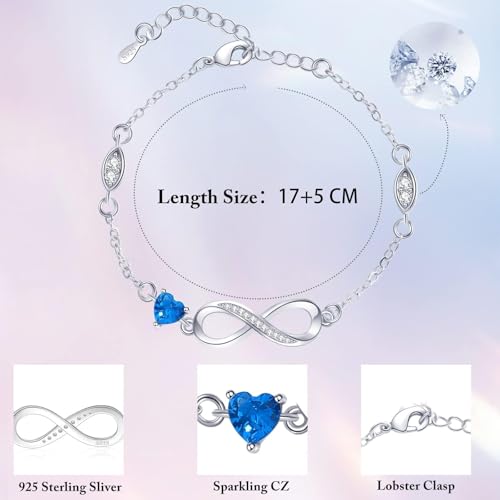 Bracelets for Women Sterling Silver Infinity Heart Bracelet Charms Bracelet Trendy Dainty Gift for Ladies Womens Wife Bride Sister Friend Anniversary Birthday Mothers Day Valentines Gifts for Her4