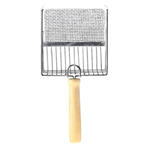 猫砂シャベル 猫砂すくい 猫砂スコップ 小さな穴 ふるい シャベル ネコトイレ用スコップ ステンレス鋼 丈夫 木製ハンドル 掃除用具