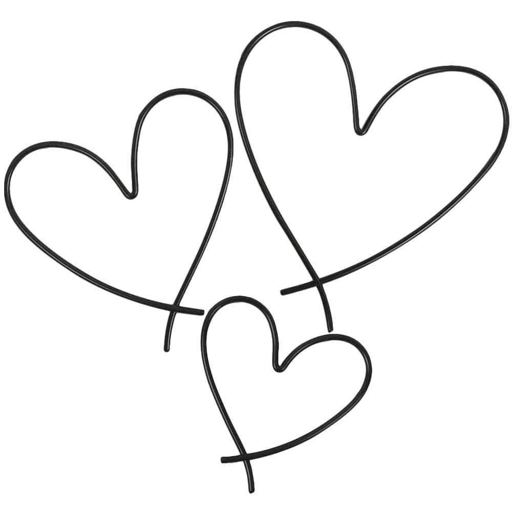 LUOZZY 3Pcs Metal Heart Wall Hanging Ornaments Black Heart Wall Art Decor Love Heart Decoration Items for Bedroom Living Room Valentine's Day