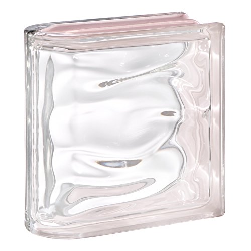 1 pièce BM brique de verre AQUA réflexe rose 2 face satinée (verre dépoli) 19x19x8 cm - Finition linéaire horizontale
