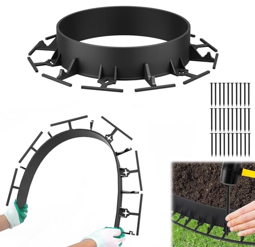 FIVMEN Rasenkante Kunststoff 12m x 7,8cm Beeteinfassung Streifen Design Beetumrandung mit Befestigungsnägel Rasenkantenrollen, Flexible Schneidebar Gartenpalisade