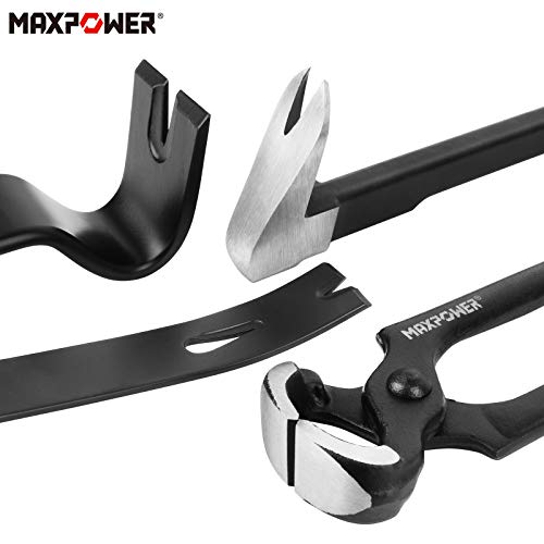 MAXPOWER Pry Bar/Nail Puller Set 4-Piece, 300mm Crowbar Claw Nail Puller, 260mm Wonder Pry Bar Wrecking Bar, 190mm Mini Utility Bar and 250mm Carpenters Pincer 7 MAXPOWER Pry Bar/Nail Puller Set 4-Piece, 300mm Crowbar Claw Nail Puller, 260mm Wonder Pry Bar Wrecking Bar, 190mm Mini Utility Bar and 250mm Carpenters Pincer - Image 7