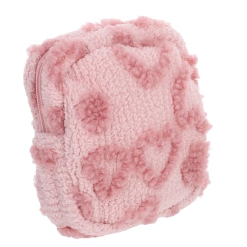 Cute Coin Pouch: Heart Design Fuzzy Makeup Bag - Cute Travel Cosmetic Organizer - Mini Coin Pouch Purse For Teens And Girls