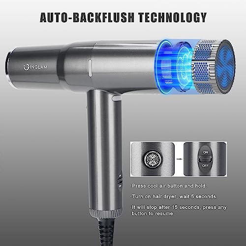 Blow Dryer With Diffuser, Ig Inglam Professional Hair Dryer 110,000Rpm Brushless Motor High Speed Low Noise Constant Temperature Auto-Clean, Powerful Ionic Hair Dryer For Salon Travel Gift #TOP5